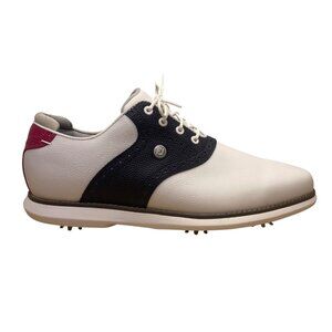 Foot Joy Mens White/Navy Leather Premium Comfort Spiked Golf Shoes Size 11